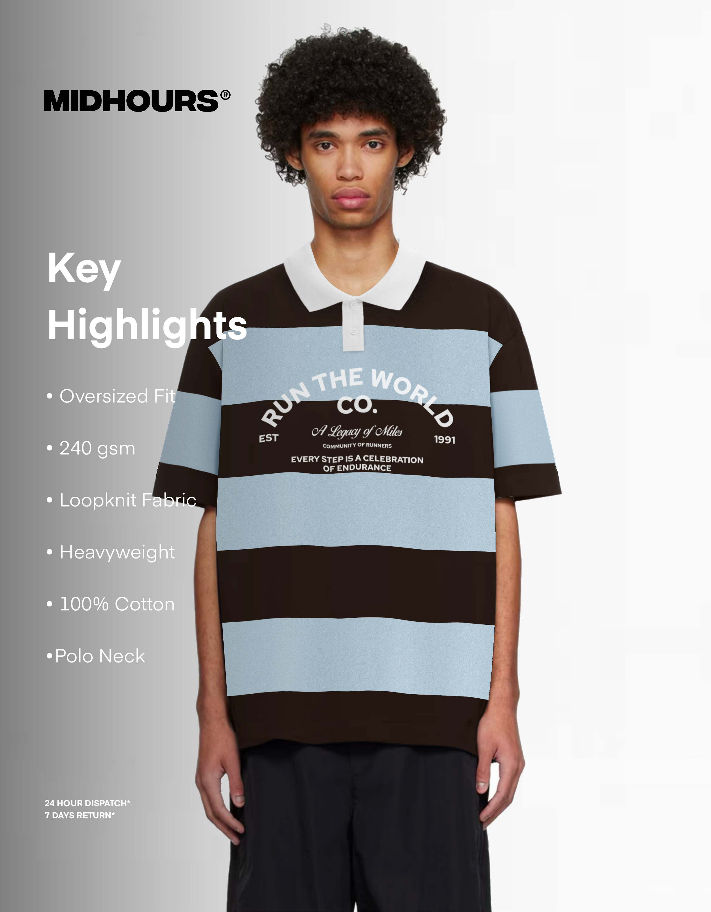 RUN THE WORLD OVERSIZED FIT POLO T-SHIRT