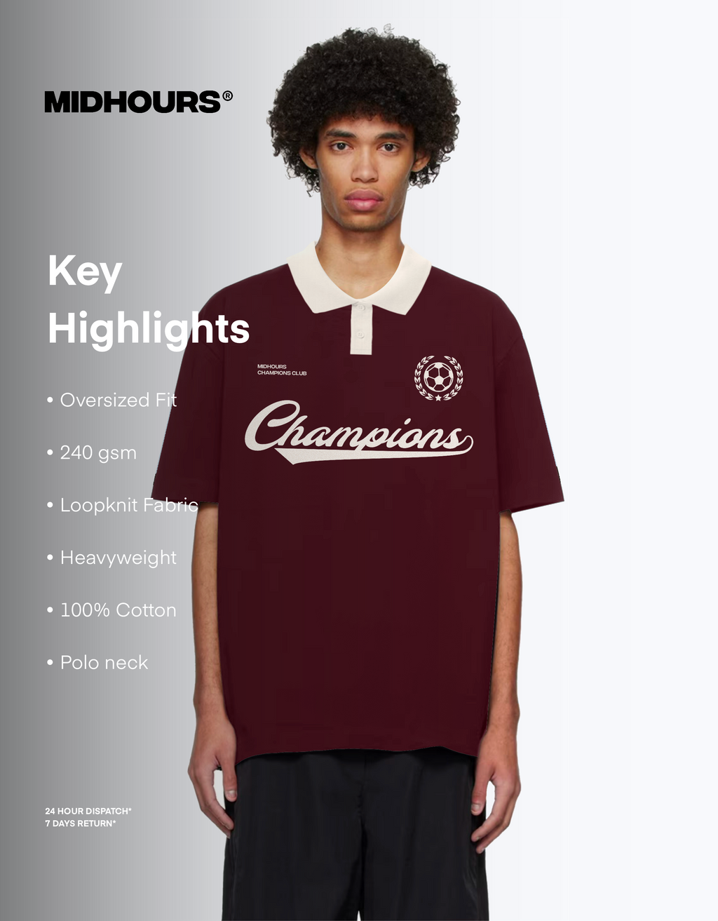 CHAMPIONS OVERSIZED FIT POLO T-SHIRT