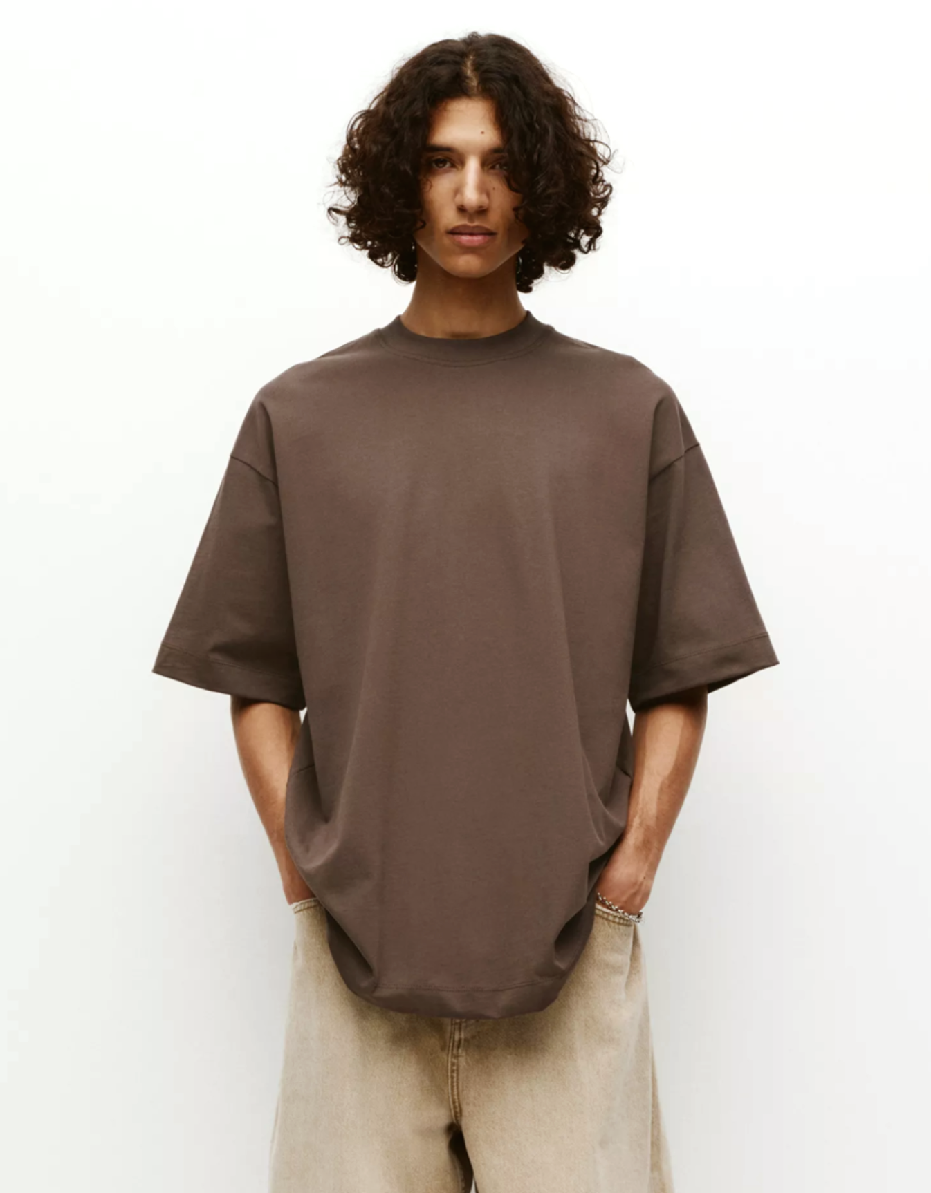 BROWN BASIC OVERSIZED FIT T-SHIRT