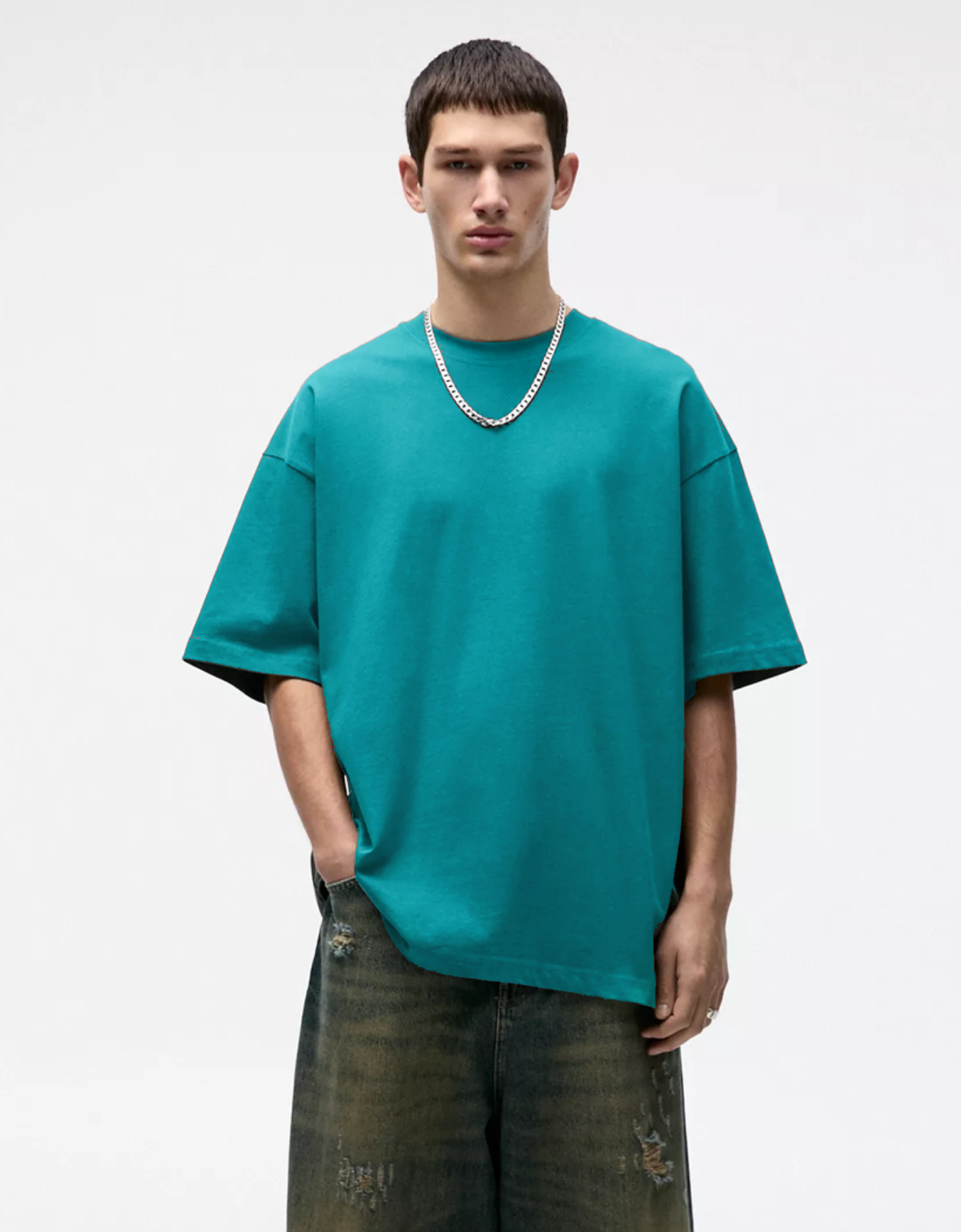 TEAL BASIC OVERSIZED FIT T-SHIRT