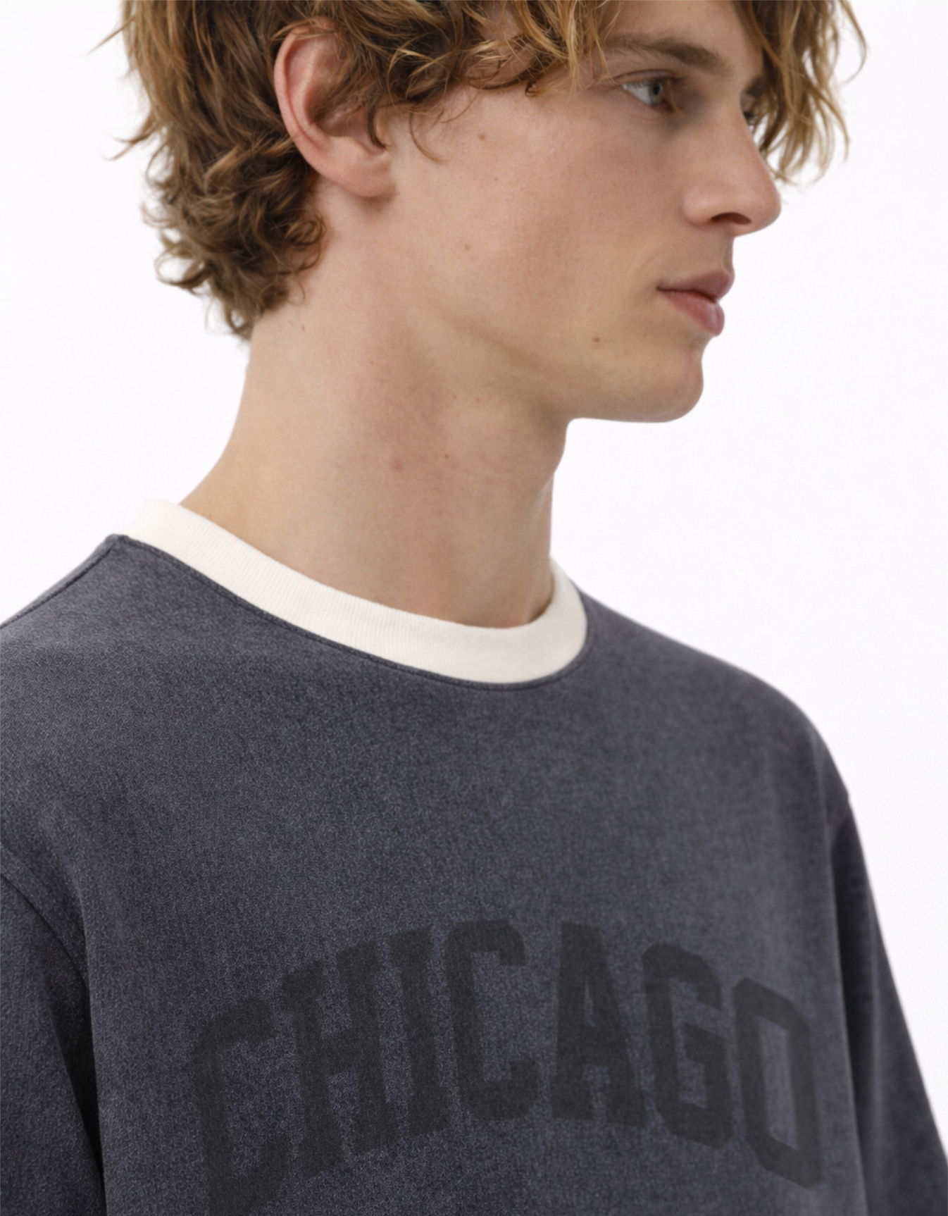 GREY DENIM OVERSIZED FIT T-SHIRT