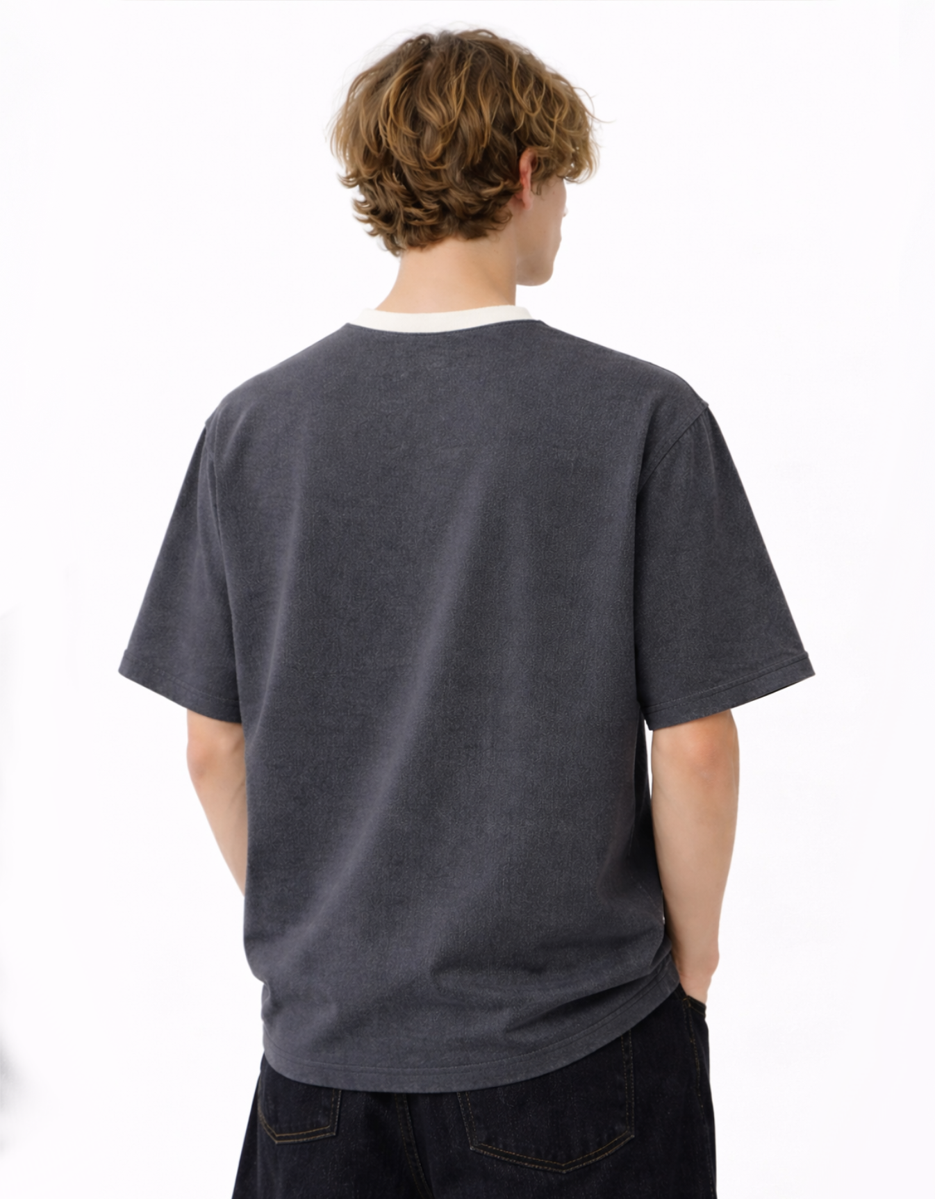 GREY DENIM OVERSIZED FIT T-SHIRT