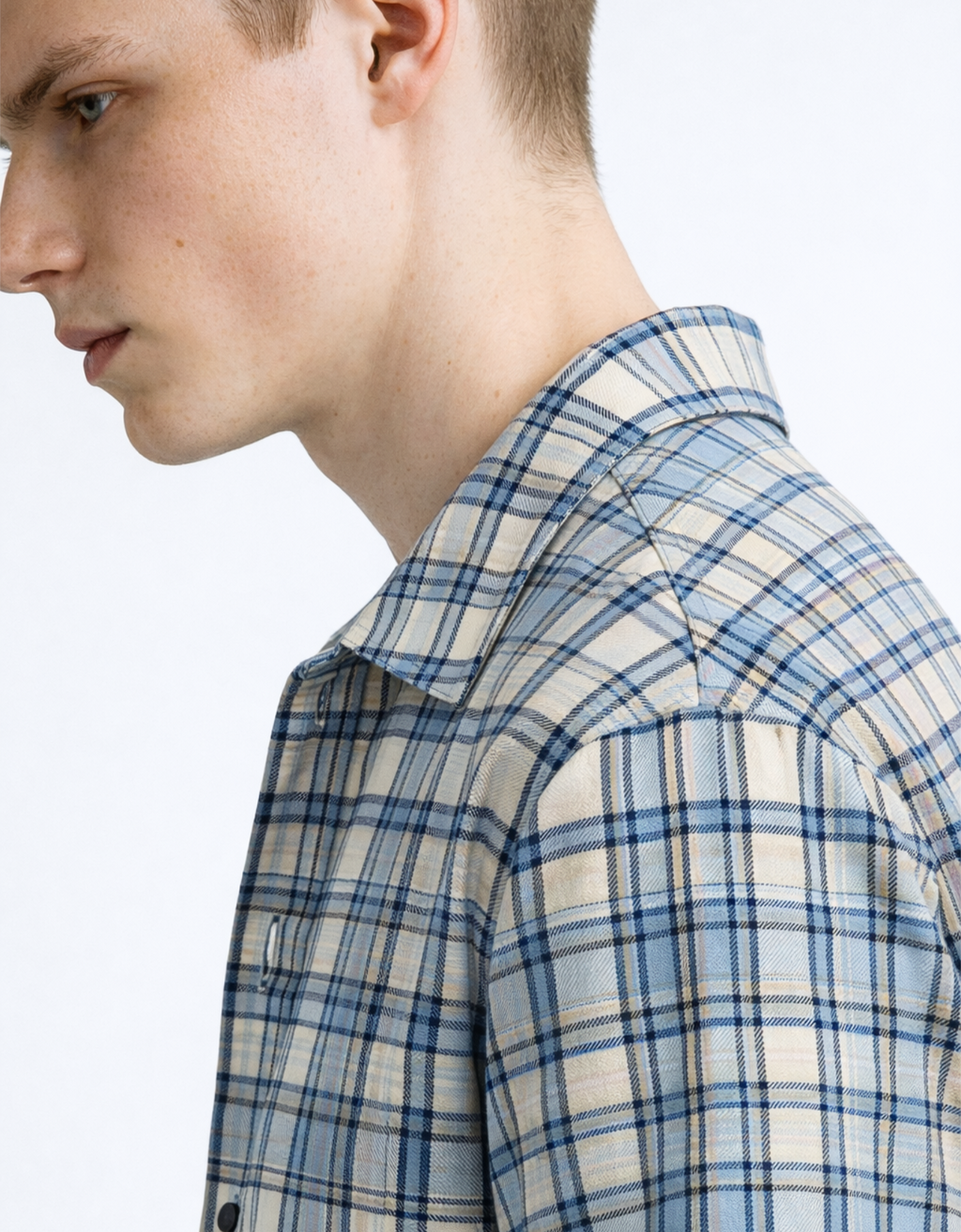 BLUE FLANNEL RELAXED FIT SHIRT