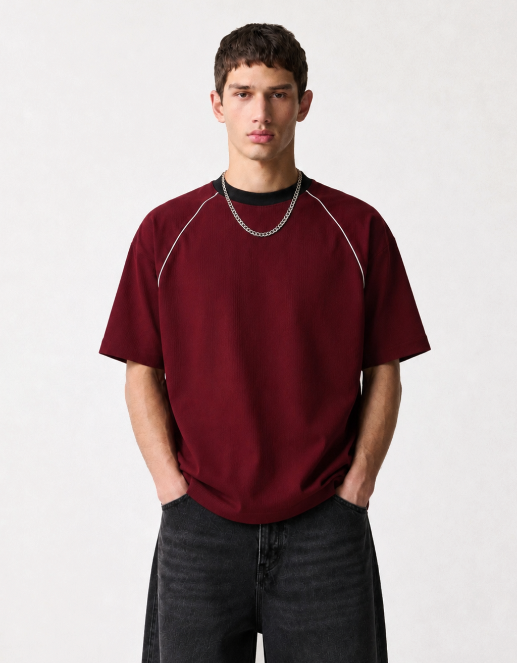RAGLAN MAROON OVERSIZED FIT T-SHIRT