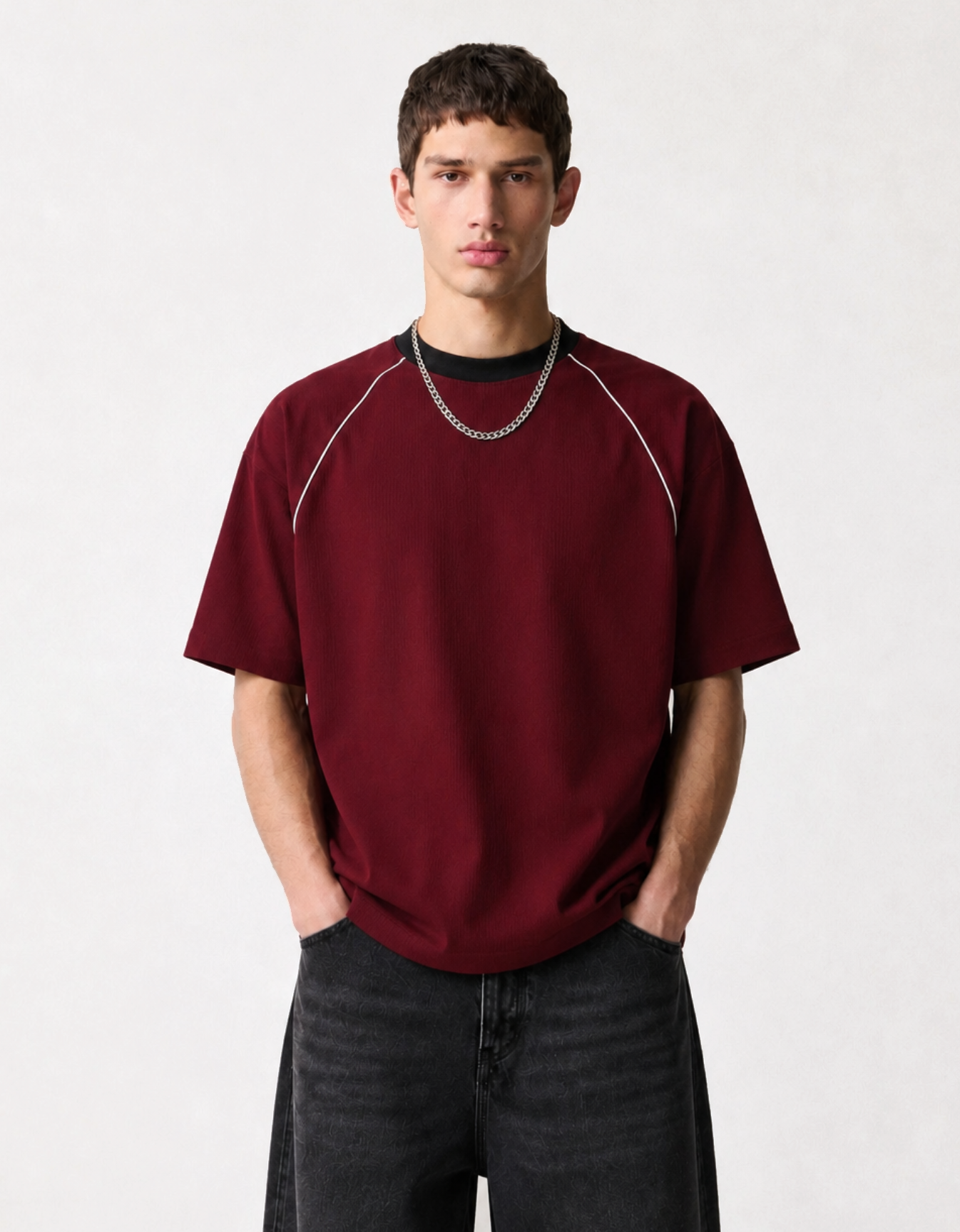 RAGLAN MAROON OVERSIZED FIT T-SHIRT