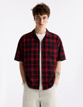 RED CHECKERED RELAXED FIT SHIRT