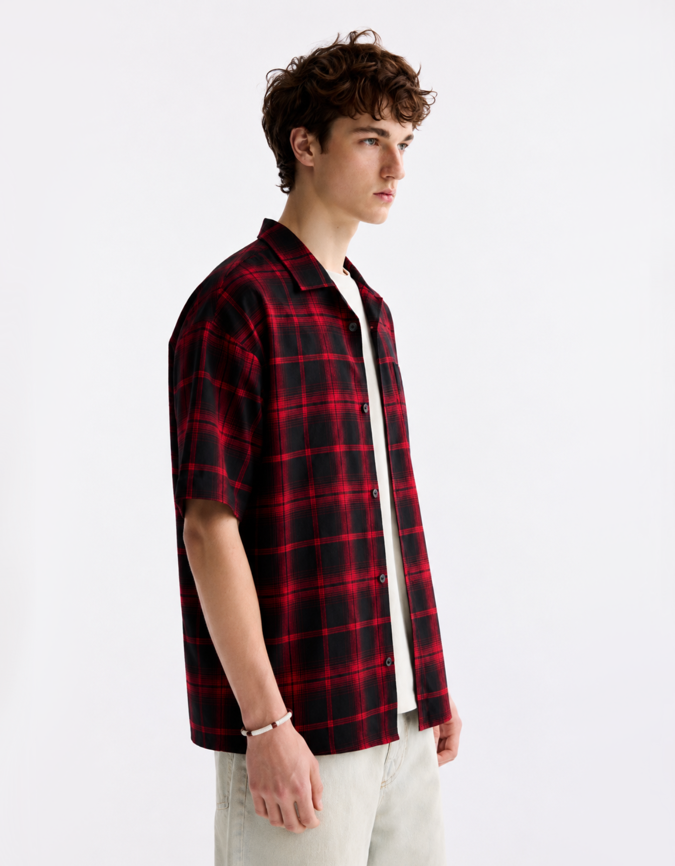 RED CHECKERED RELAXED FIT SHIRT