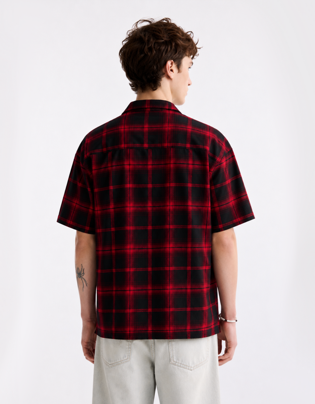RED CHECKERED RELAXED FIT SHIRT