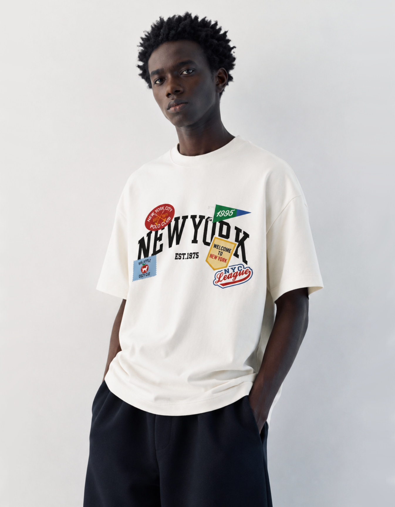 NEW YORK OFF WHITE OVERSIZED FIT T-SHIRT