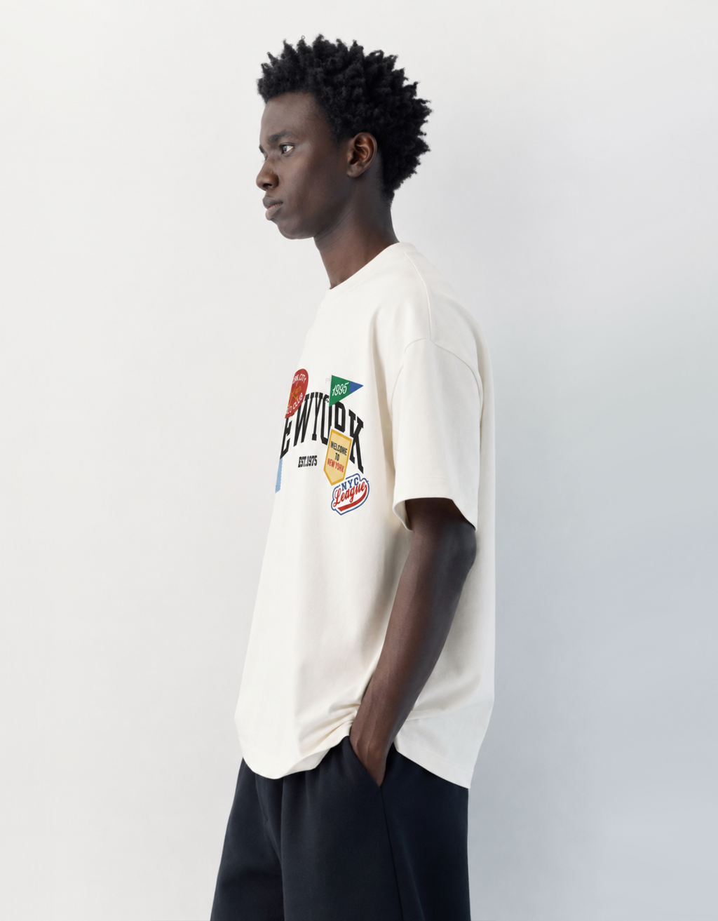 NEW YORK OFF WHITE OVERSIZED FIT T-SHIRT