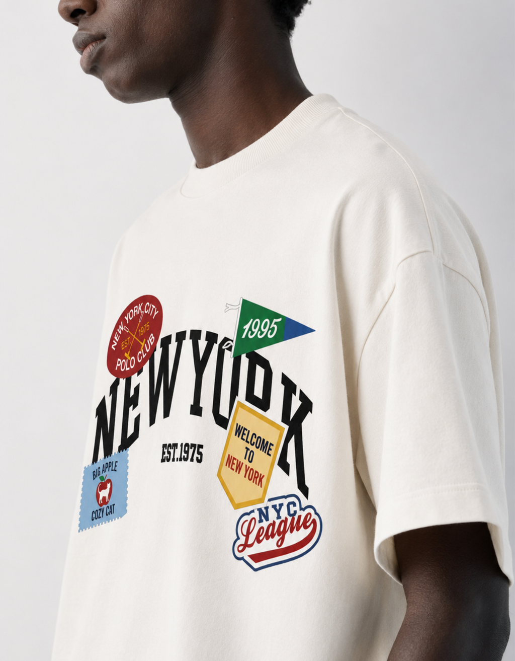 NEW YORK OFF WHITE OVERSIZED FIT T-SHIRT