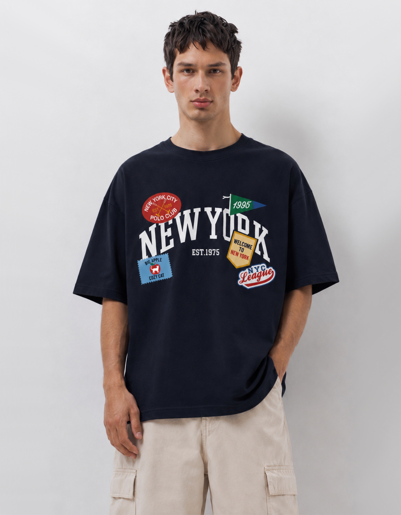 NEW YORK BLUE OVERSIZED FIT T-SHIRT