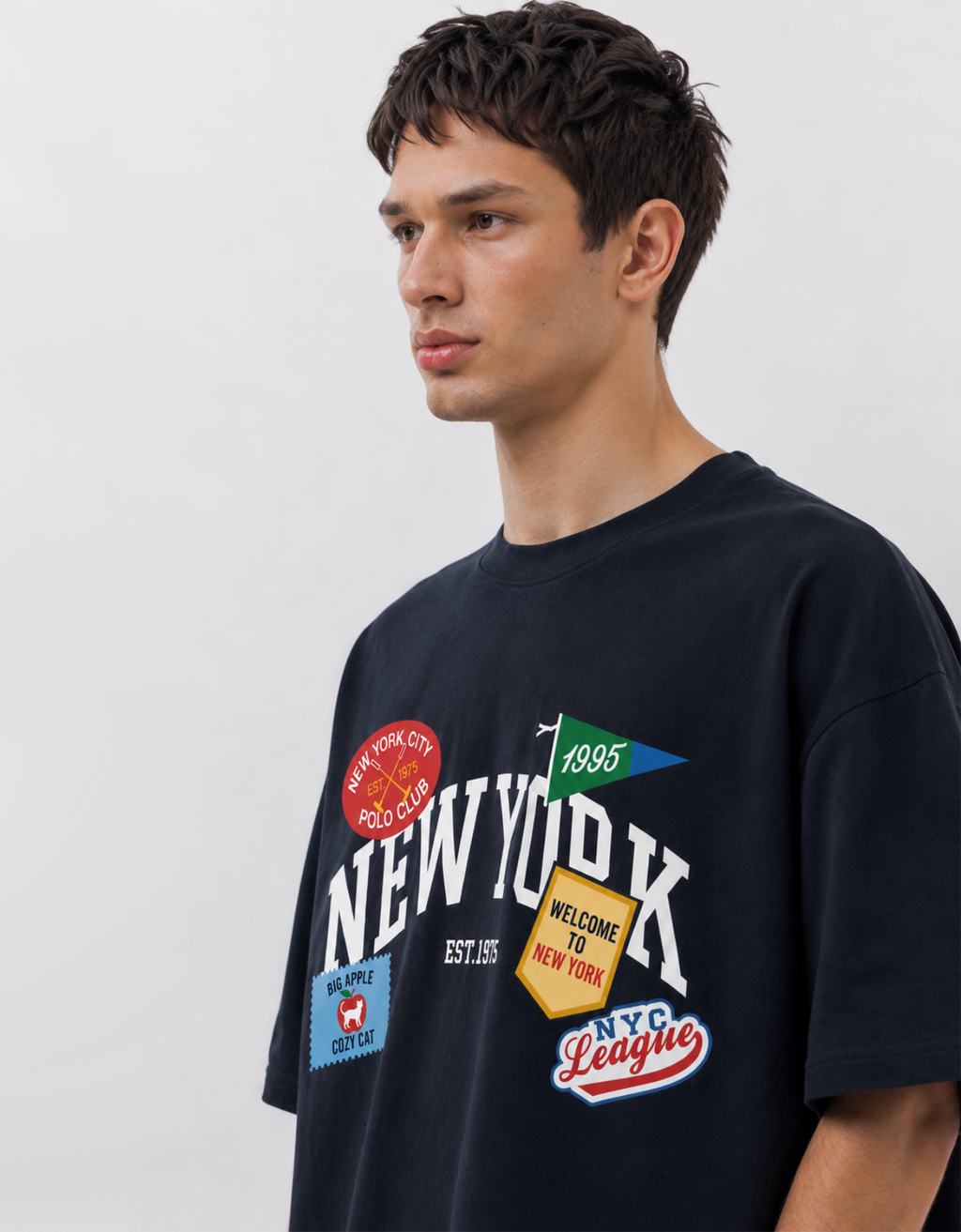 NEW YORK BLUE OVERSIZED FIT T-SHIRT