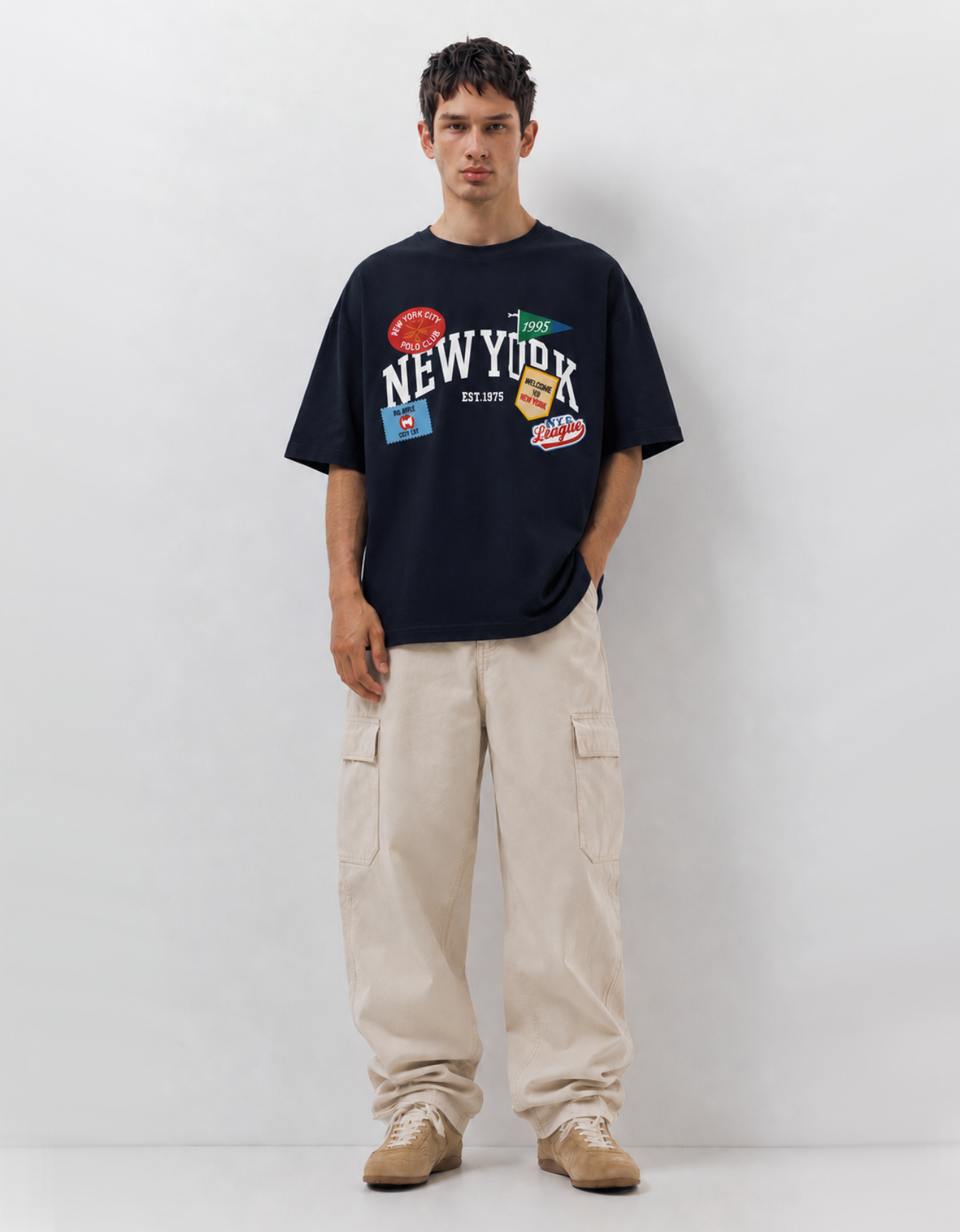 NEW YORK BLUE OVERSIZED FIT T-SHIRT