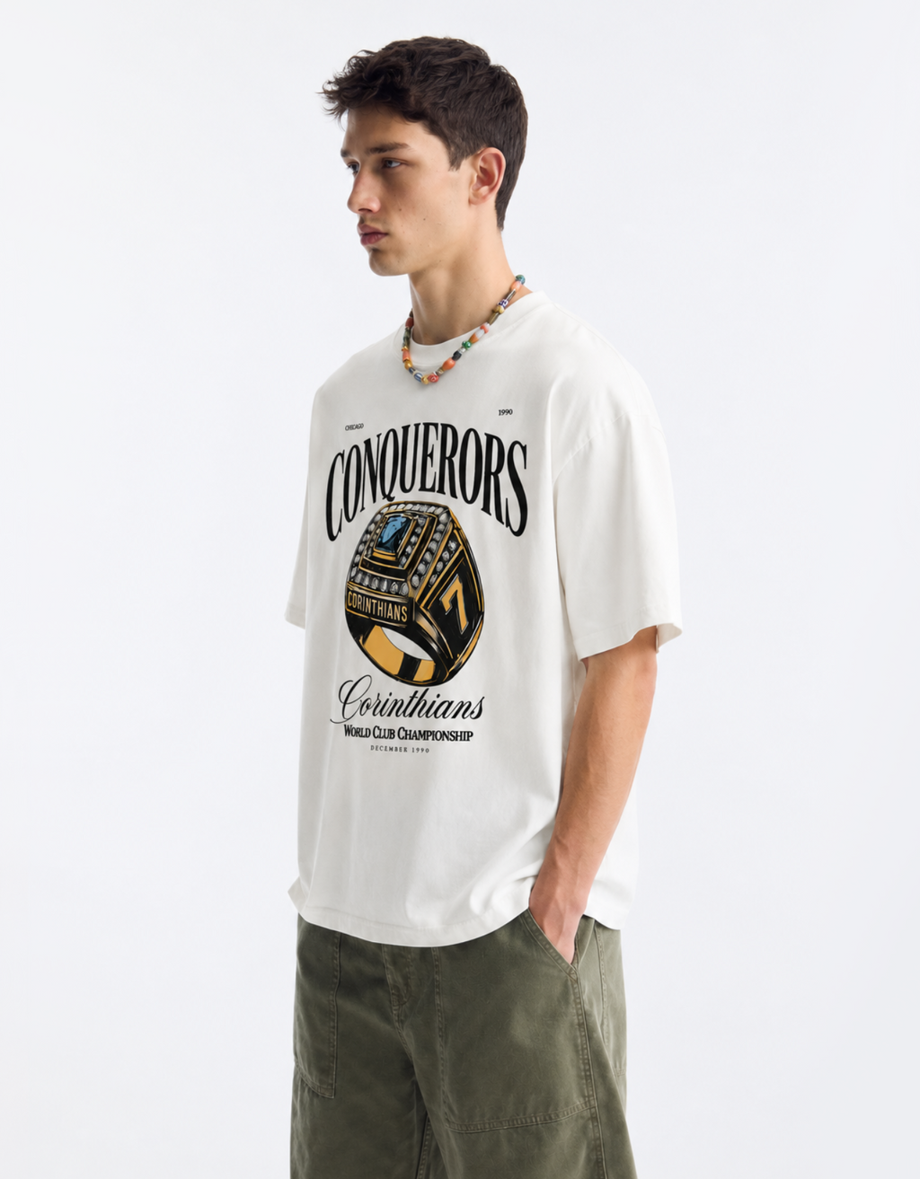 CONQUERORS OFF-WHITE OVERSIZED FIT T-SHIRT