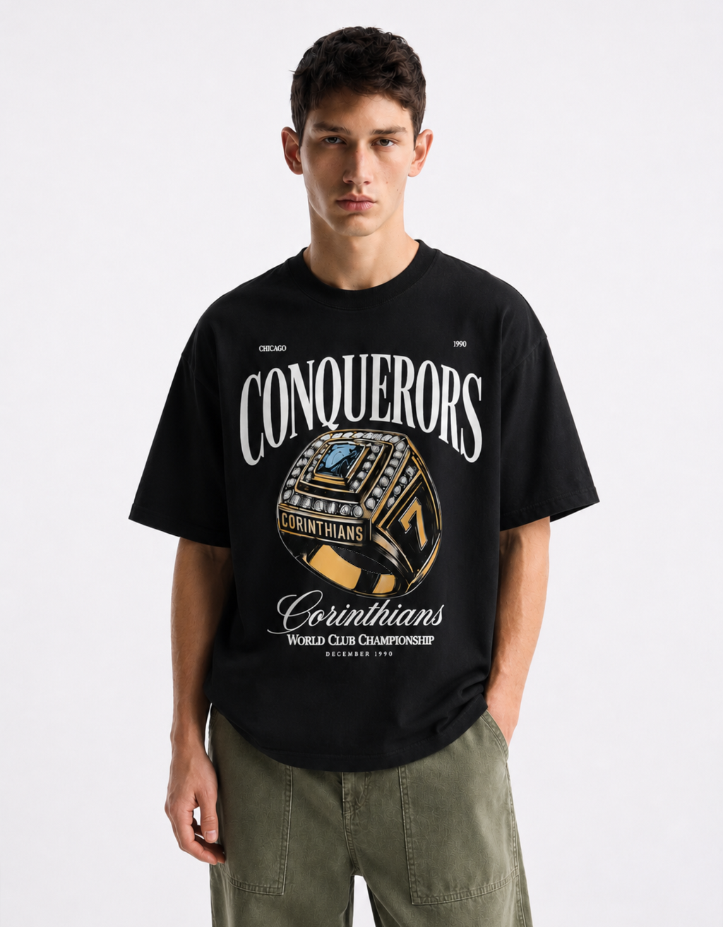 BLACK CONQUERORS OVERSIZED FIT T-SHIRT