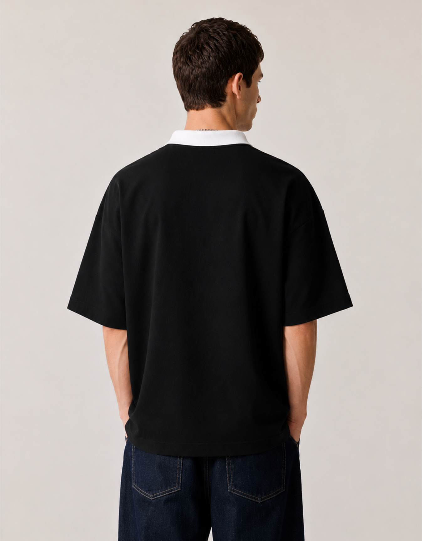 NEW YORK BLACK OVERSIZED FIT POLO T-SHIRT