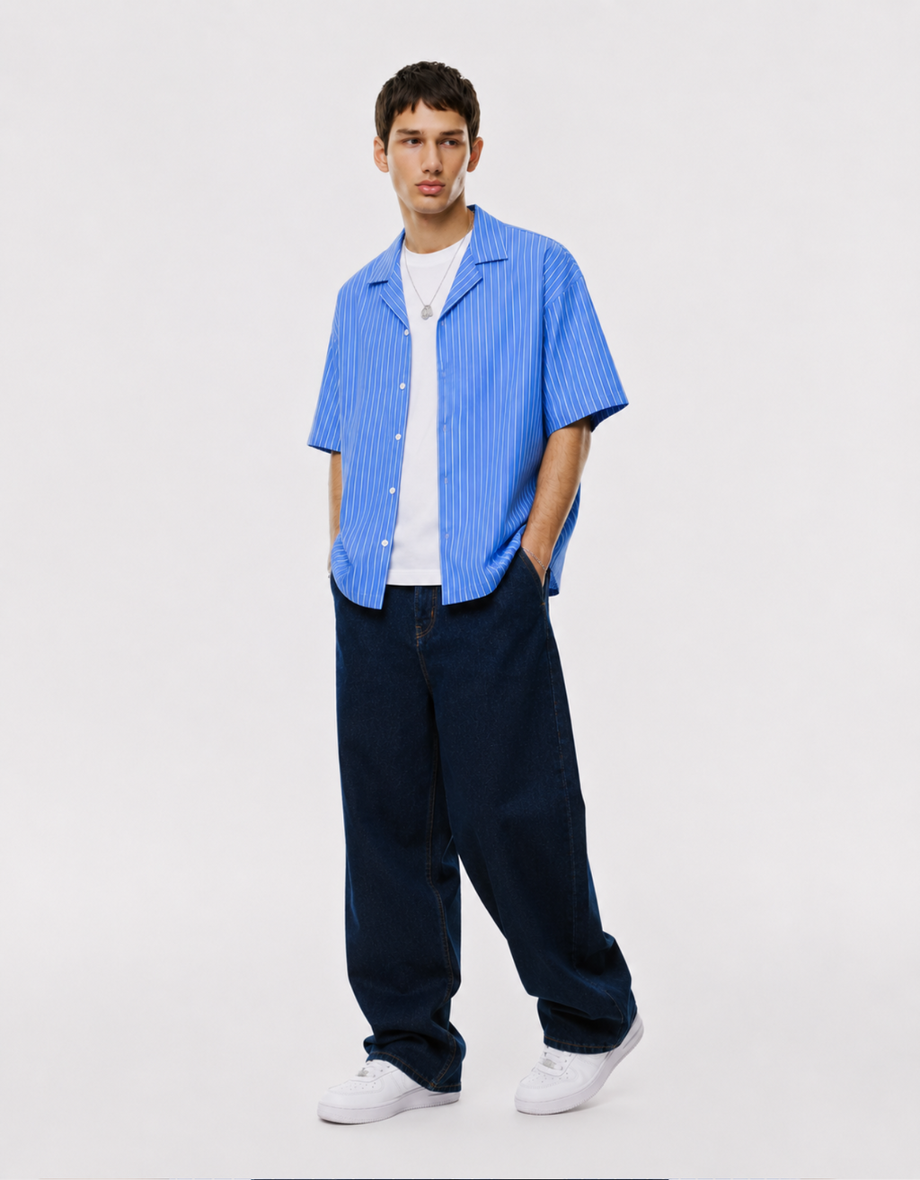 BLUE SUMMER STRIPE RELAXED FIT SHIRT