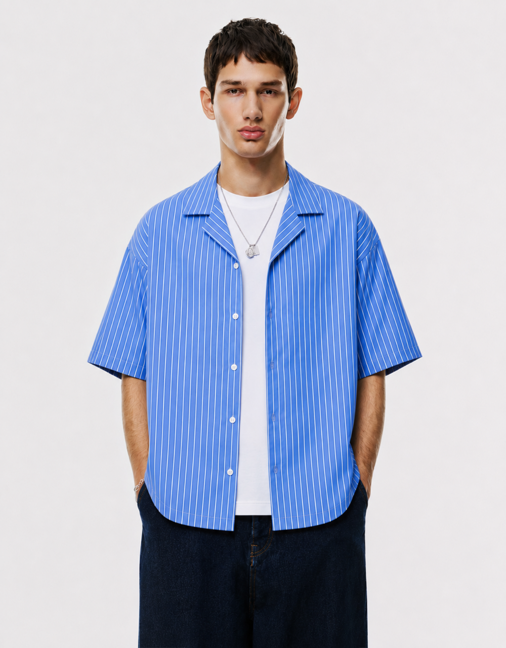 BLUE SUMMER STRIPE RELAXED FIT SHIRT