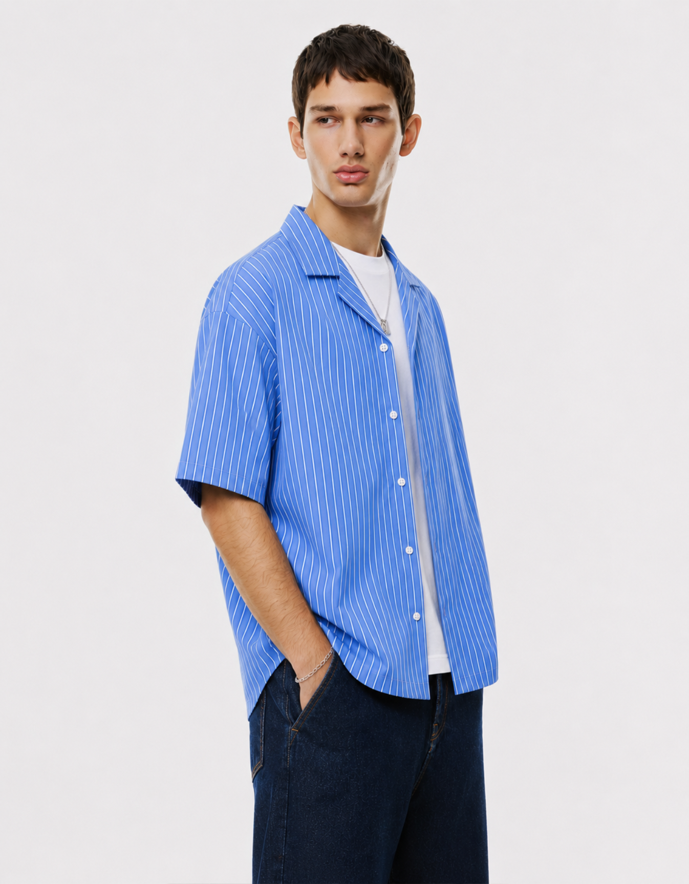 BLUE SUMMER STRIPE RELAXED FIT SHIRT