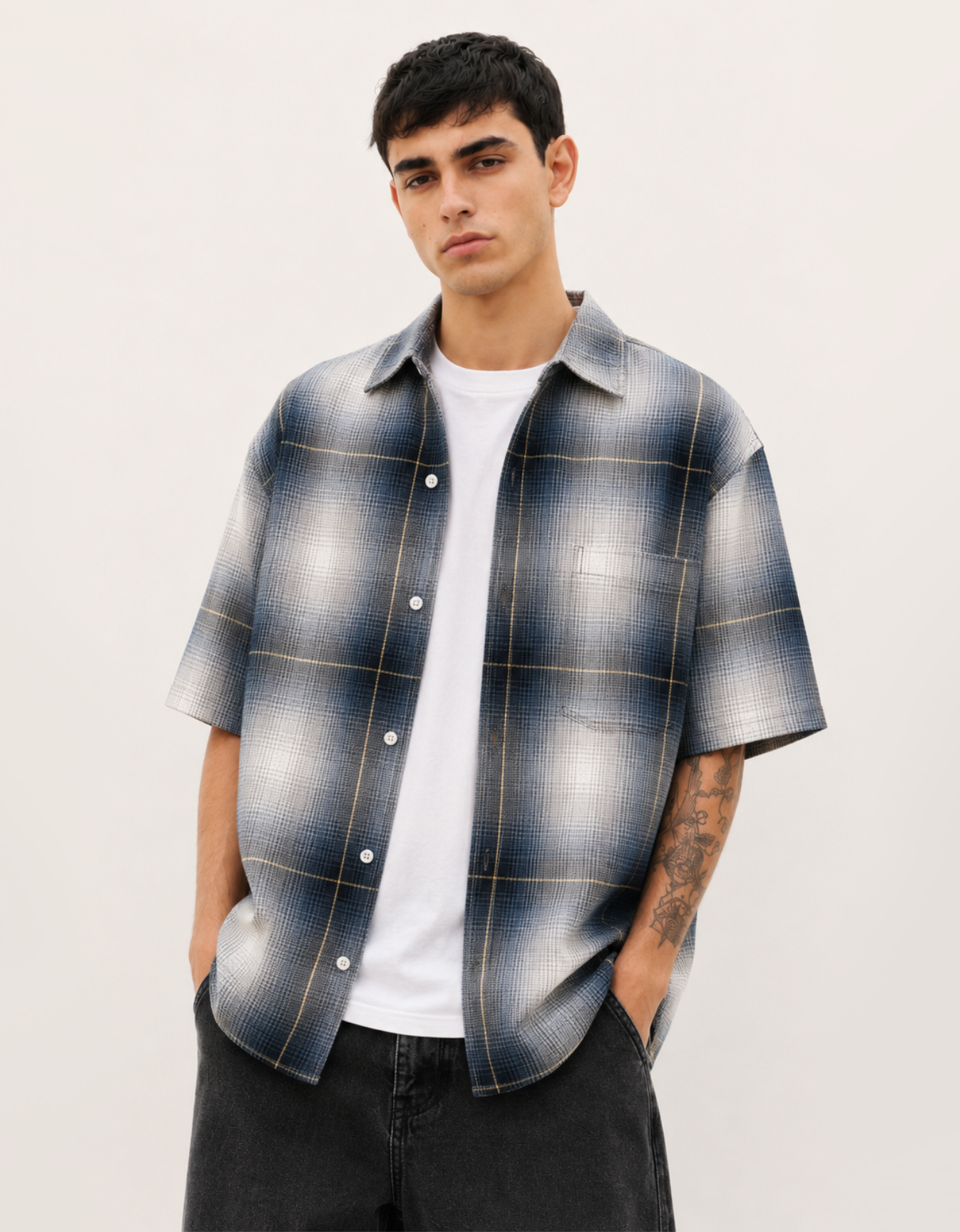 BLUE FLANNEL RELAXED FIT SHIRT