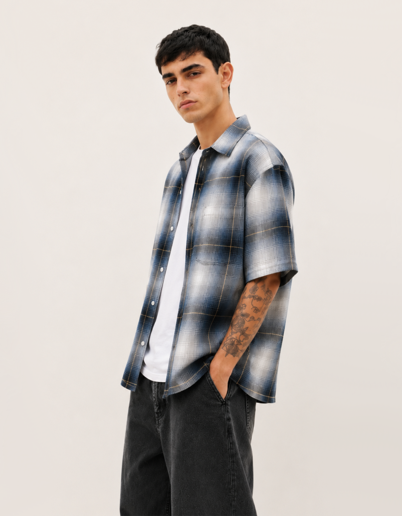 BLUE FLANNEL RELAXED FIT SHIRT