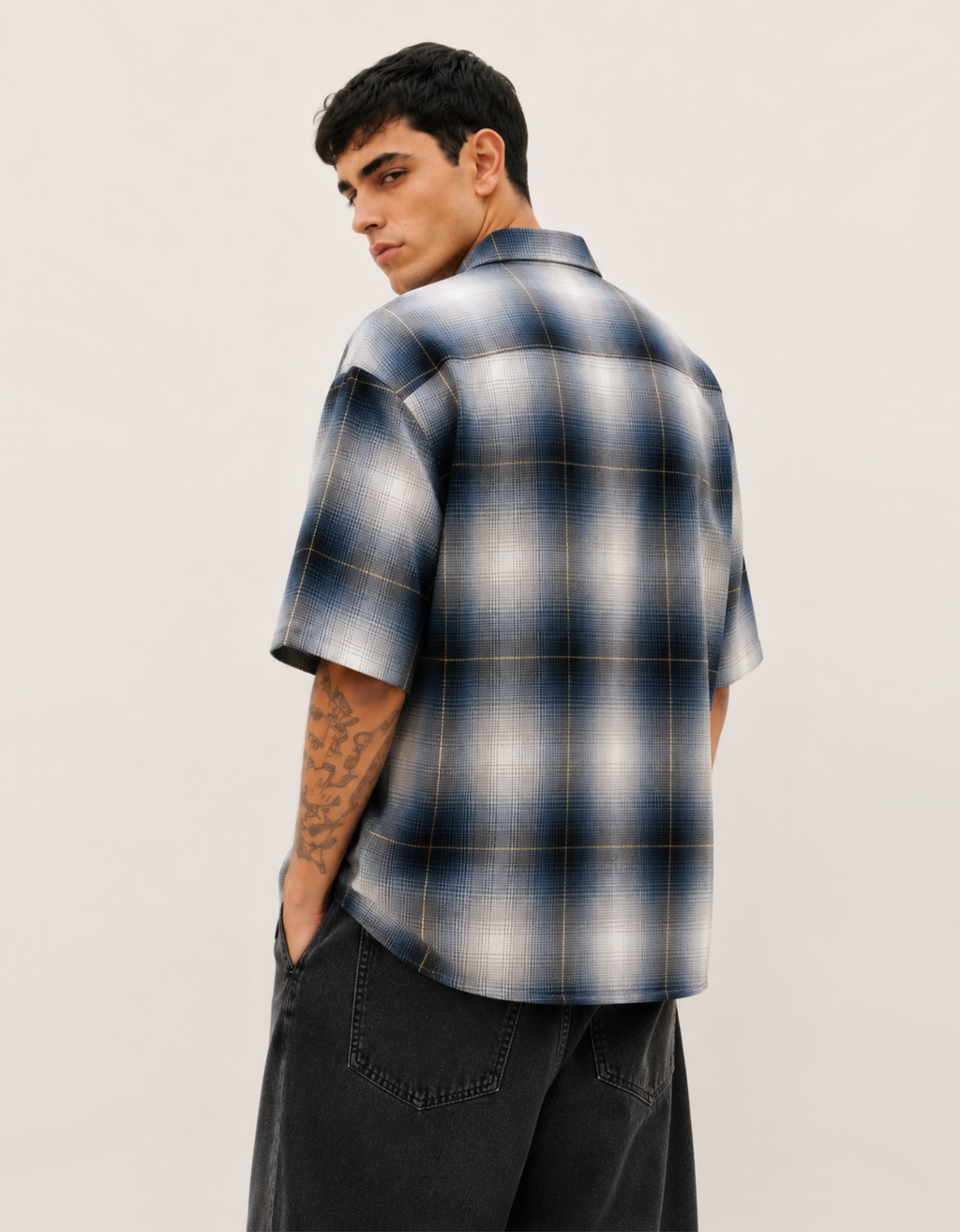 BLUE FLANNEL RELAXED FIT SHIRT
