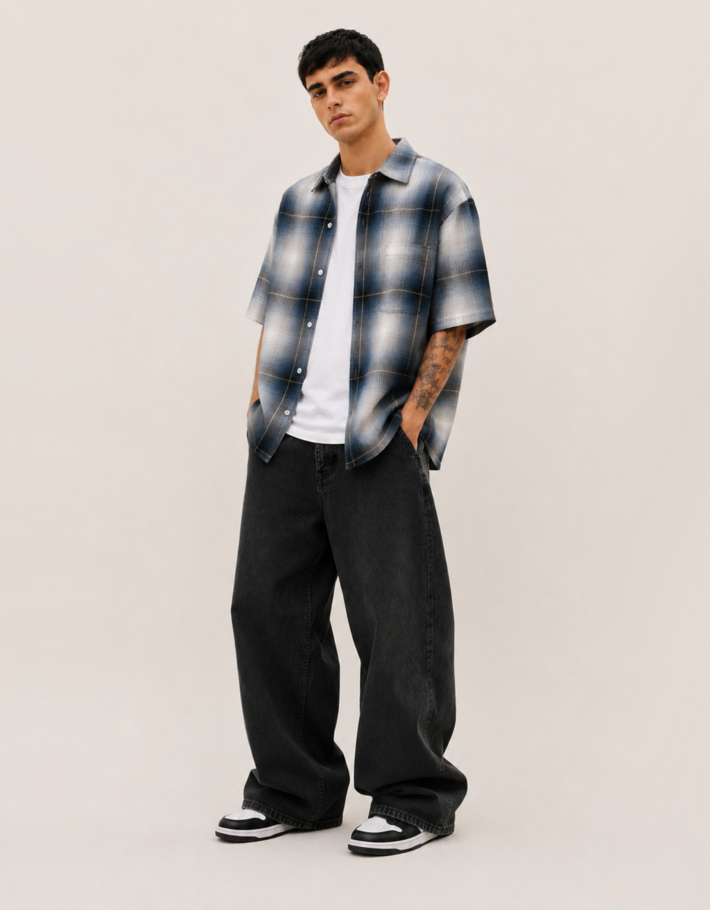 BLUE FLANNEL RELAXED FIT SHIRT