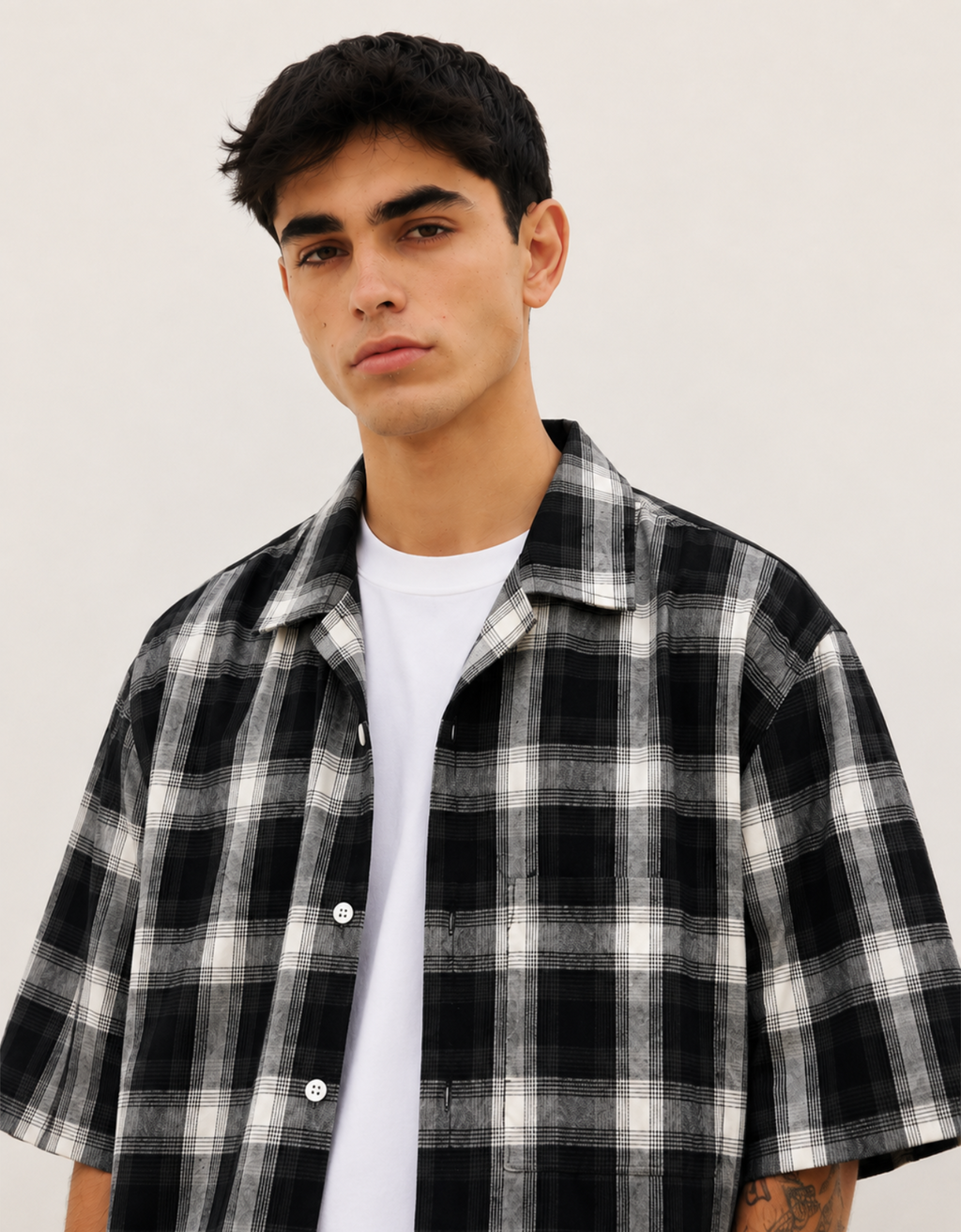 BLACK FLANNEL RELAXED FIT SHIRT