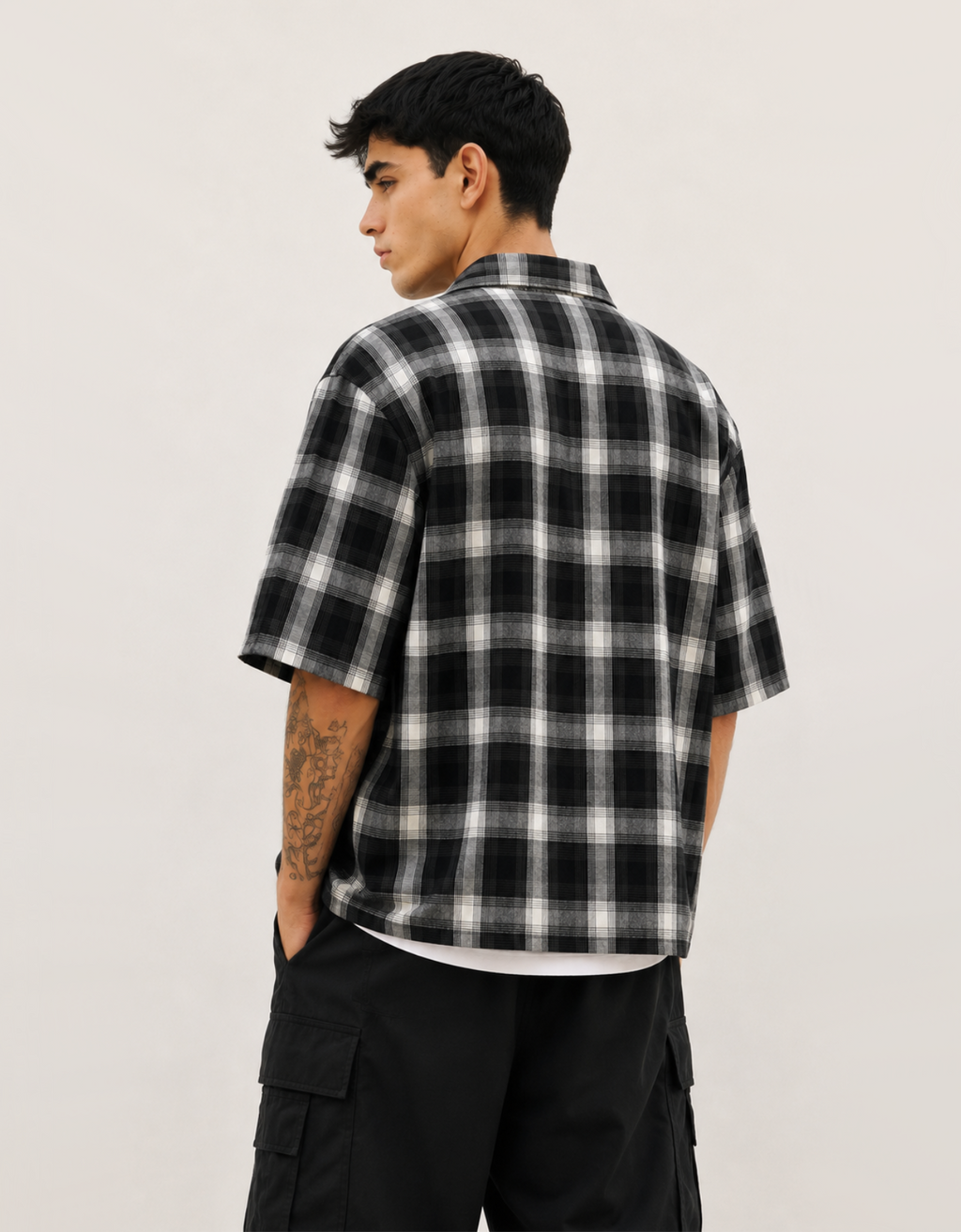 BLACK FLANNEL RELAXED FIT SHIRT
