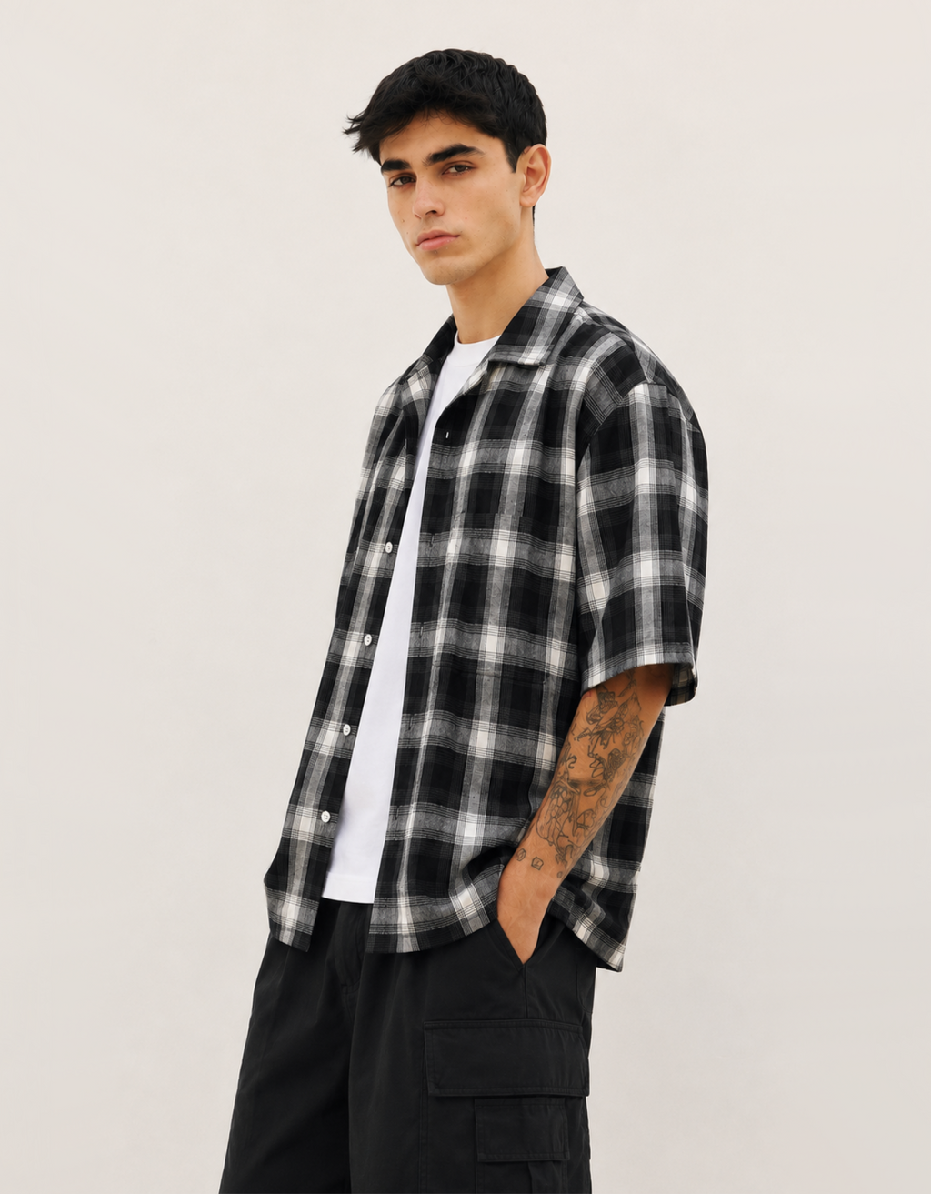 BLACK FLANNEL RELAXED FIT SHIRT