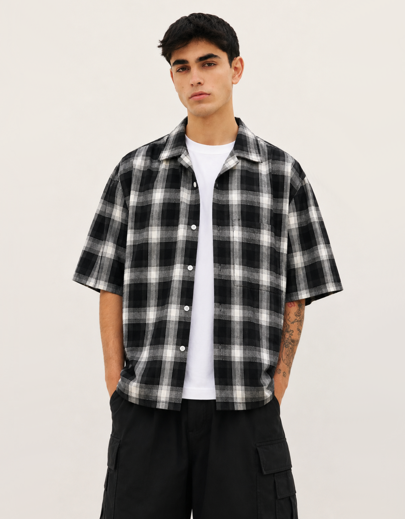 BLACK FLANNEL RELAXED FIT SHIRT