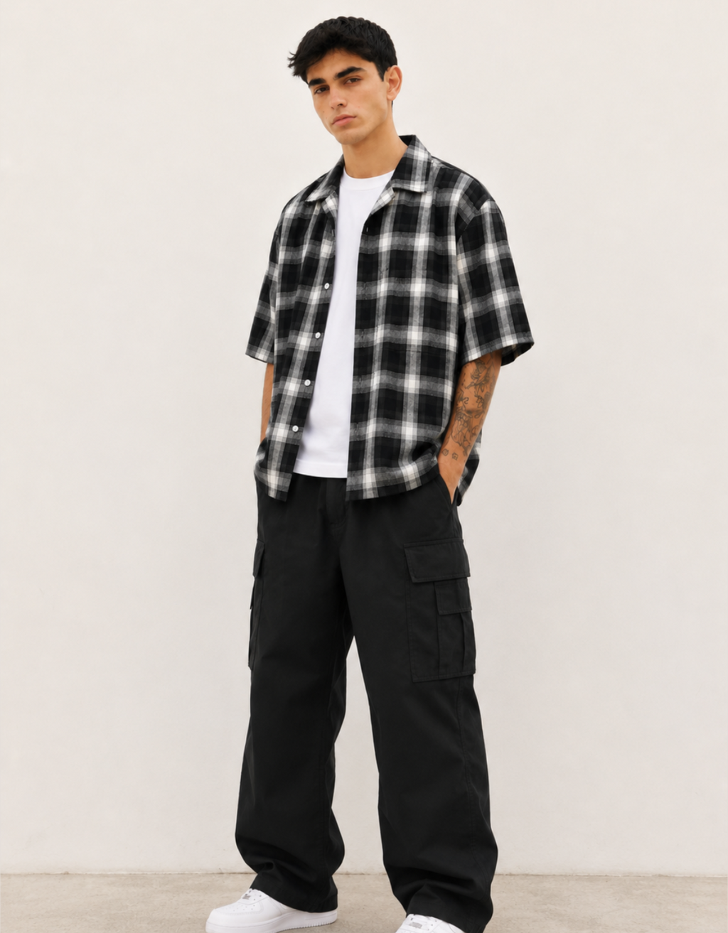 BLACK FLANNEL RELAXED FIT SHIRT