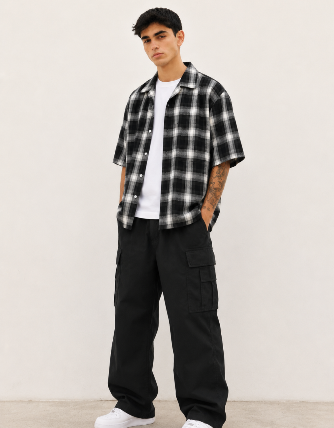 BLACK FLANNEL RELAXED FIT SHIRT