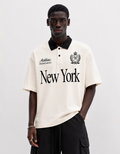 NEW YORK OFF-WHITE OVERSIZED FIT POLO T-SHIRT