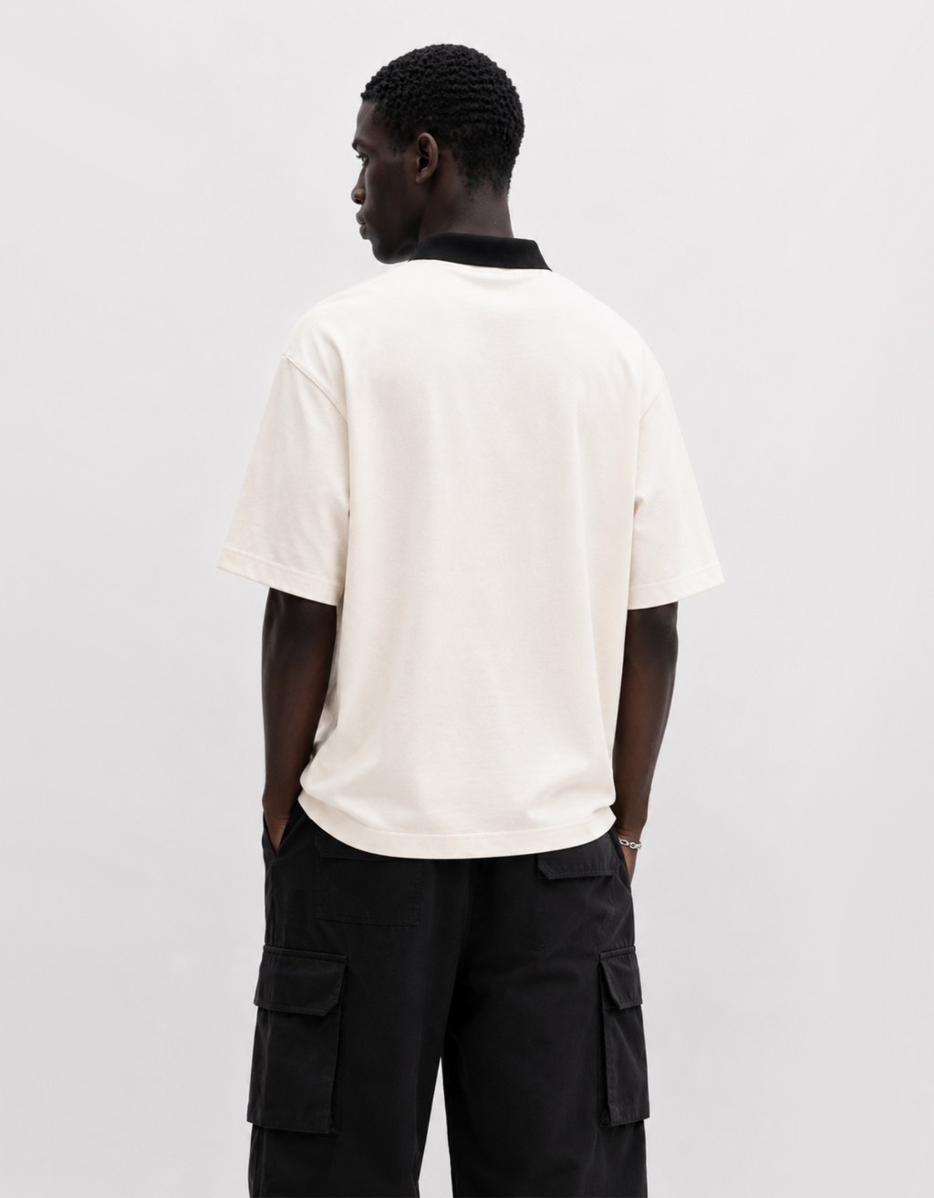 NEW YORK OFF-WHITE OVERSIZED FIT POLO T-SHIRT