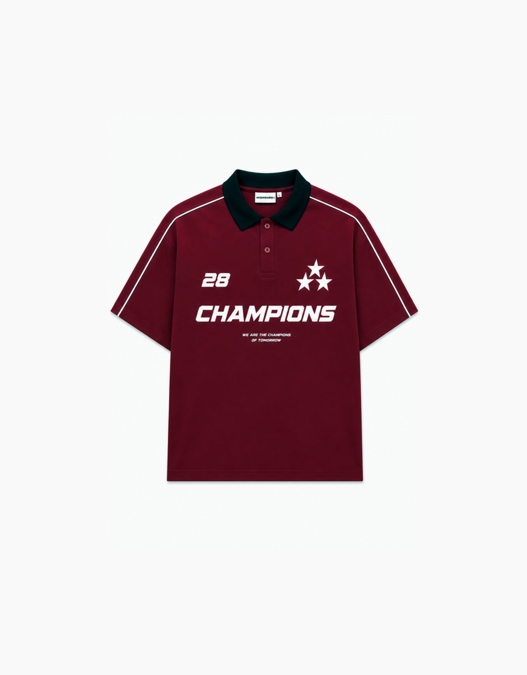 CHAMPIONS MAROON OVERSIZED FIT POLO T-SHIRT