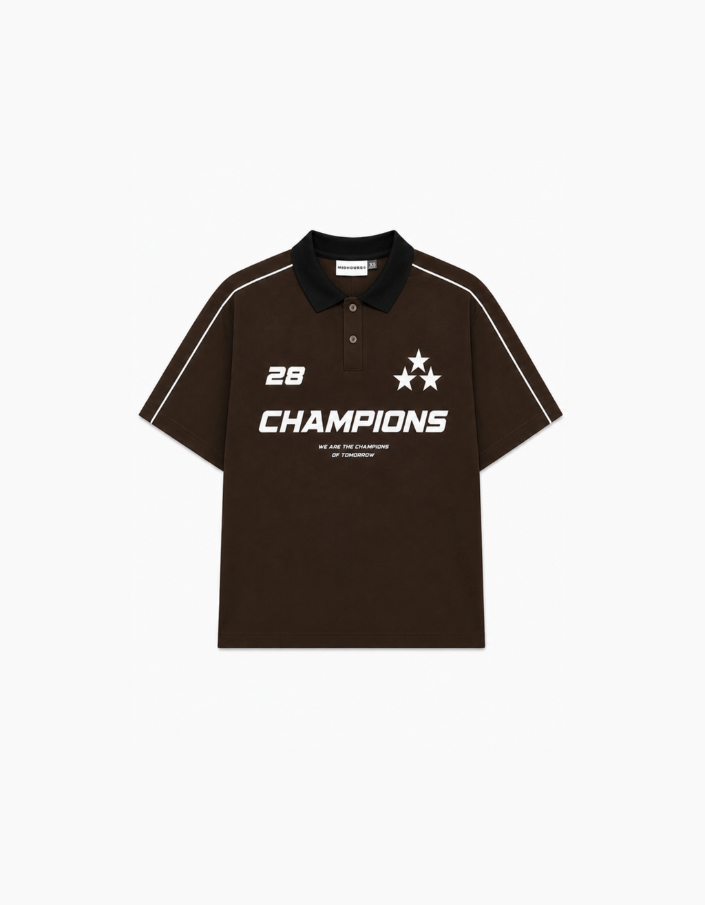 CHAMPIONS BROWN OVERSIZED FIT POLO T-SHIRT